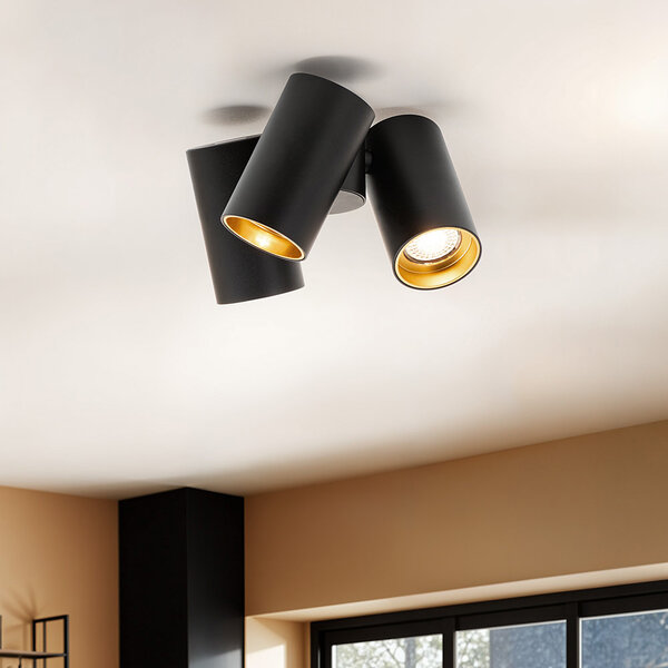 Design zwarte 3-lichts opbouwspot - Gus