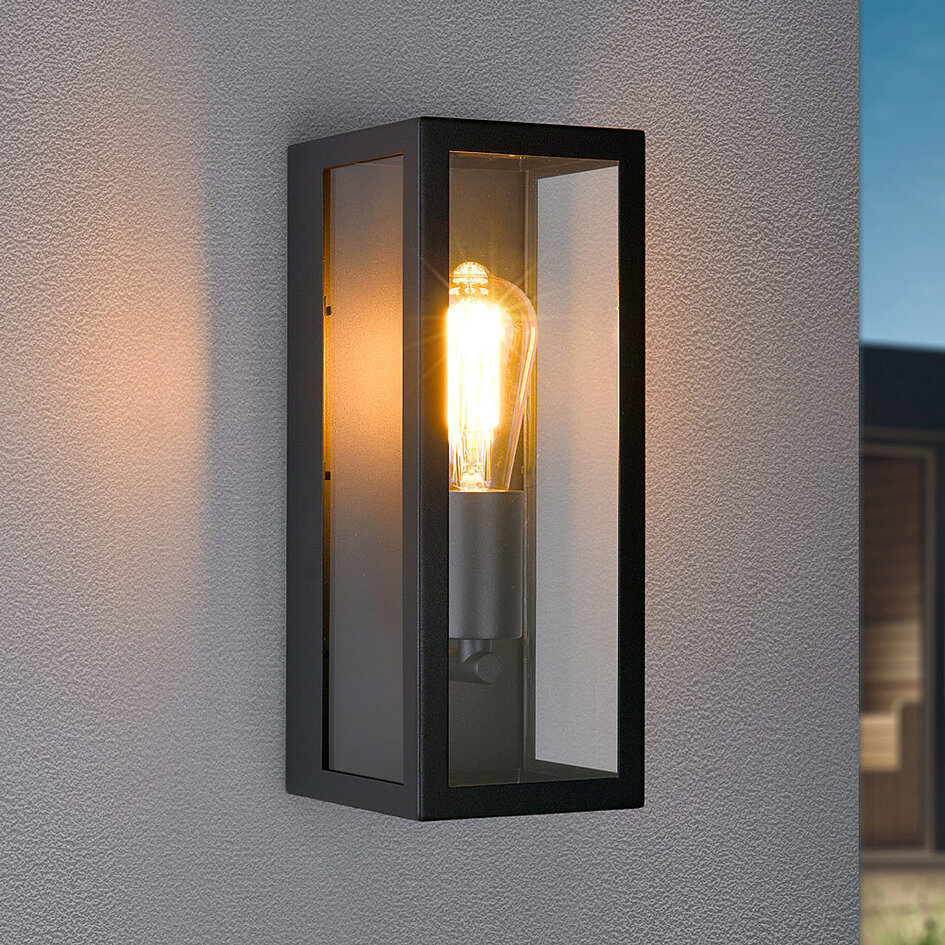 RVS moderne zwarte wandlamp met glas - Filippo