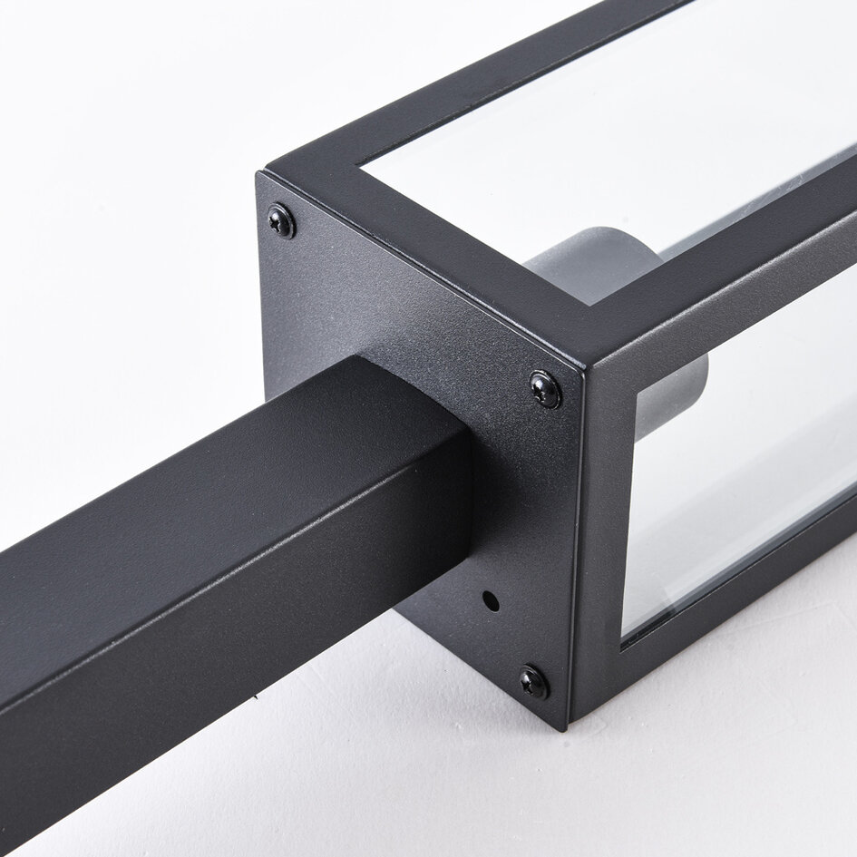 Industriële RVS zwarte buitenlamp Alessio met glas, 80 cm