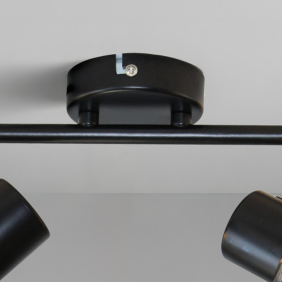 Moderne plafondlamp zwart met smoke glas, 2-lichts - Jenthe