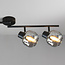 Zwarte plafondlamp met smoke glas, 4-lichts - Jenthe