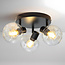 Ronde plafondlamp zwart met transparant glas, 3-lichts - Jenthe