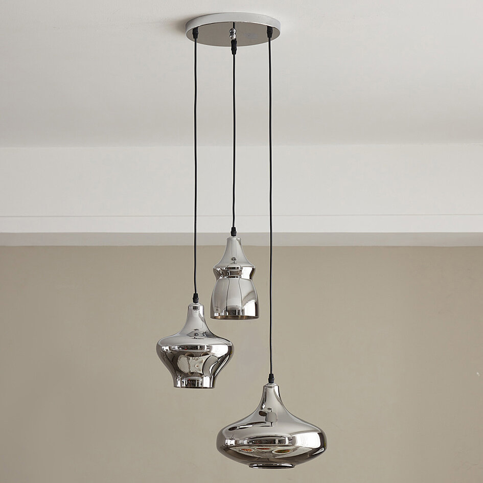 Design hanglamp chrome 3-lichts – Bari