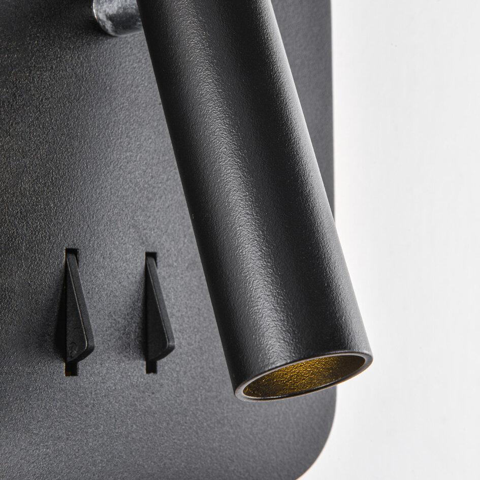 Vierkante wandlamp met verlichte wandplaat en draaibare spot - Sofian