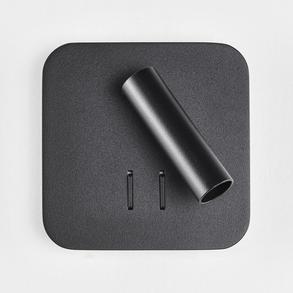 Vierkante wandlamp met verlichte wandplaat en draaibare spot - Sofian