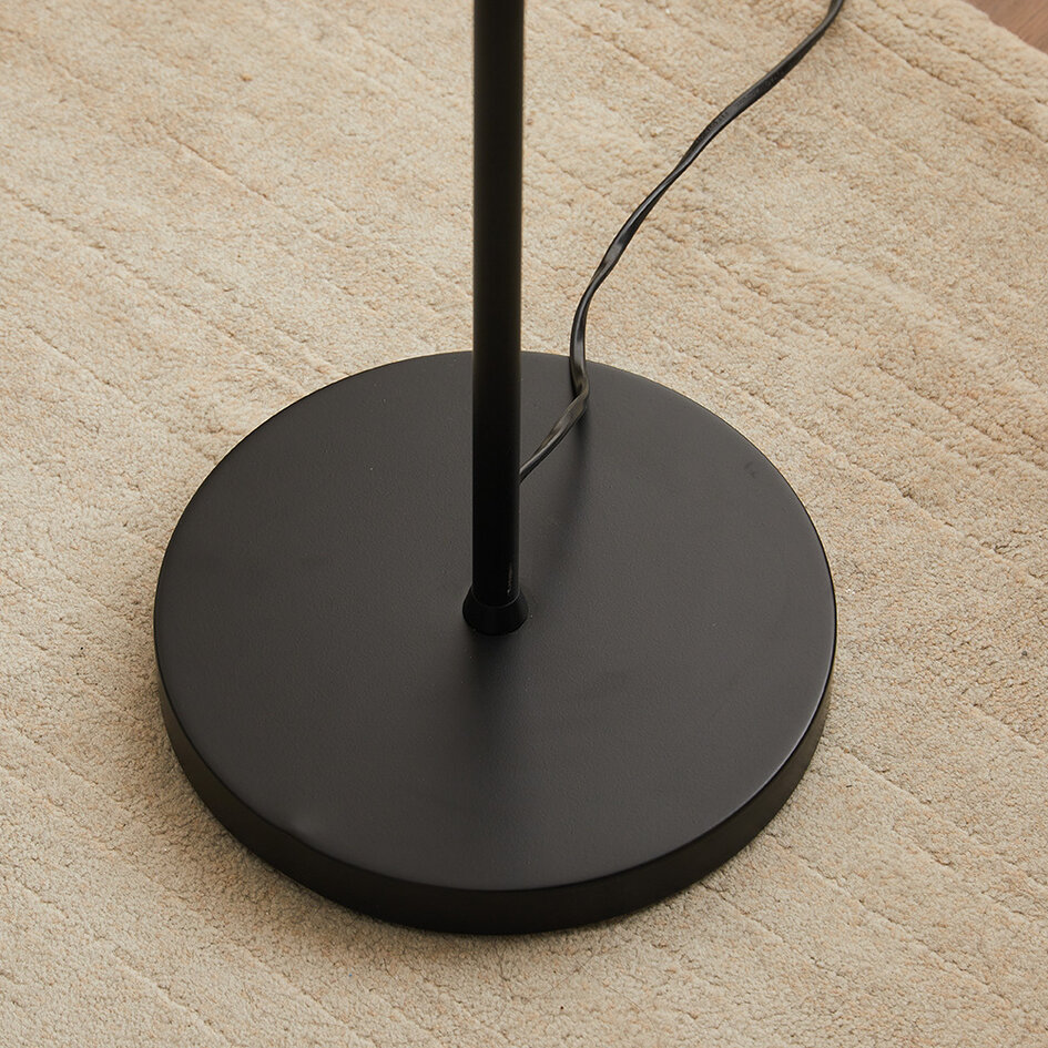 Zwarte staande lamp met smoke grijs glas, 3-lichts - Jesse