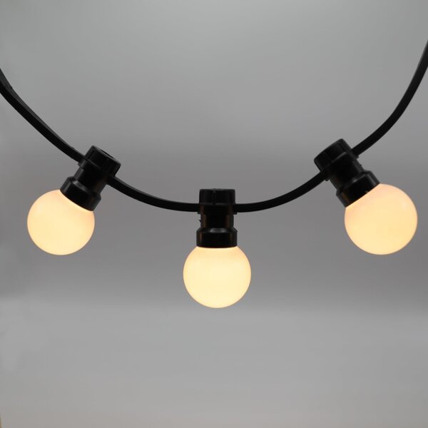1W lichtsnoer voor buiten met melkwitte LED lampen