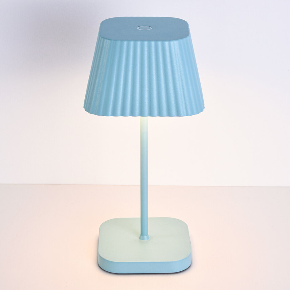 Oplaadbare blauwe tafellamp Mike - dimbaar