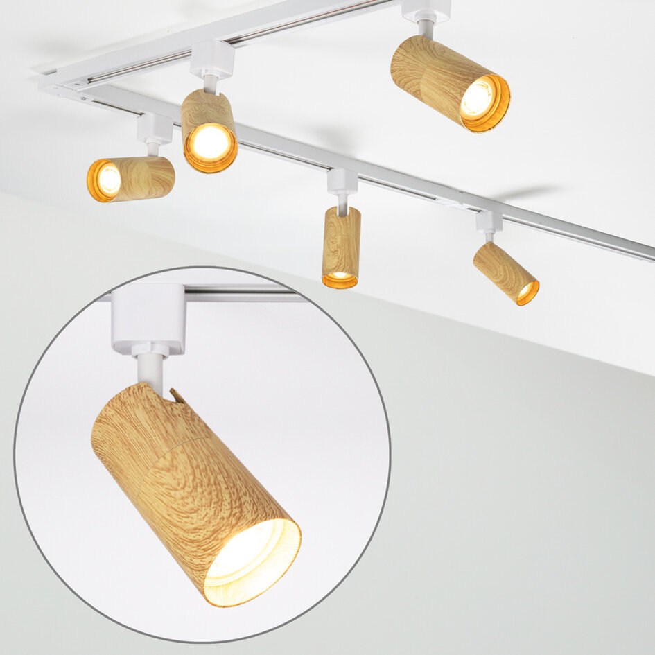 Modern 1-fase railsysteem 3 meter met eiken houtlook - Loek