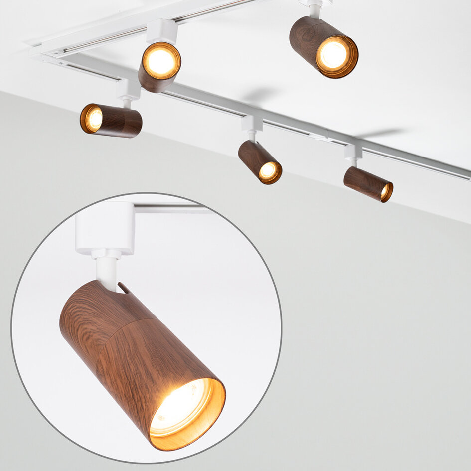 Modern 1-fase railsysteem 3 meter met walnoot houtlook - Loek