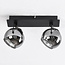Moderne plafondlamp met smoke glas en 2 spots, zwart - Jari