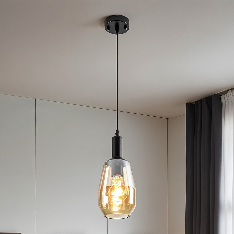 1-lichts hanglamp Mala - langwerpig glas