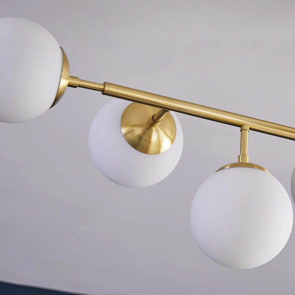 Design plafondlamp goud met melkwit glazen bollen - Osem