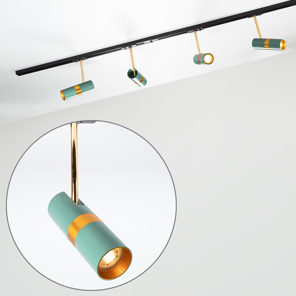 1-fase railsysteem 1,5 meter blauw met goud - Remi