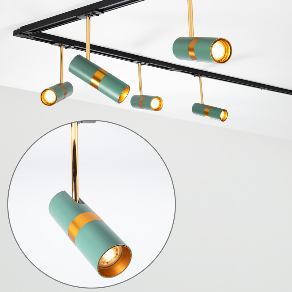 1-fase railsysteem 3 meter blauw met goud - Remi