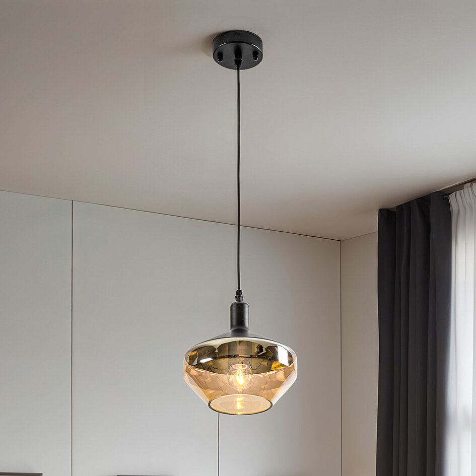 1-lichts hanglamp Mala - breed glas