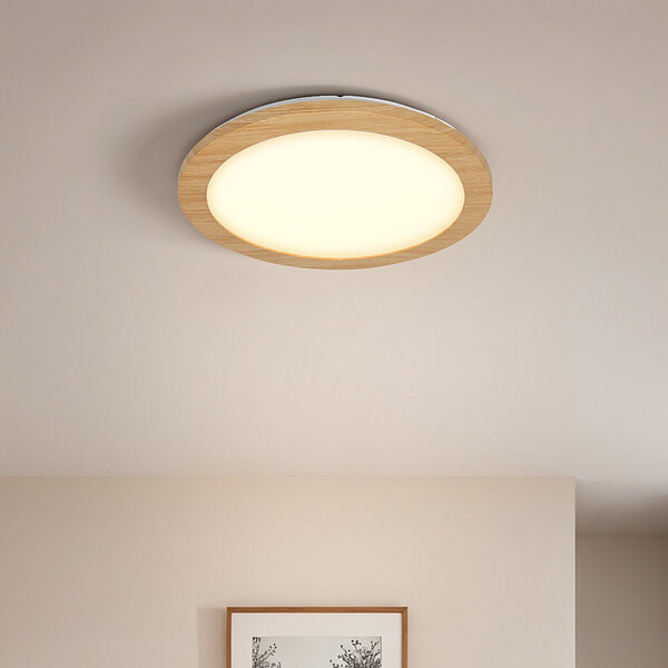 Plafondlamp 3-staps dimbaar met houten rand - Camille