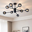 Design zwarte plafondlamp met smoke glas - 8-lichts Idaho