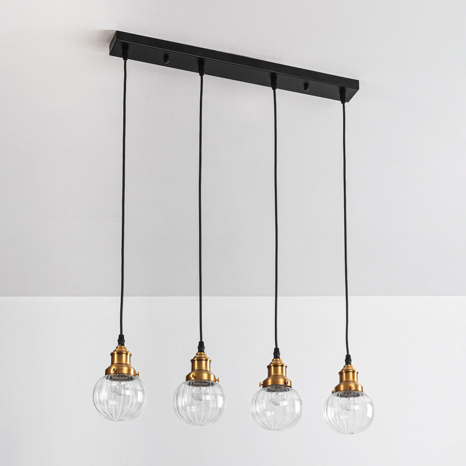 Art Deco hanglamp met transparant kunststof 4-lichts – Bologna