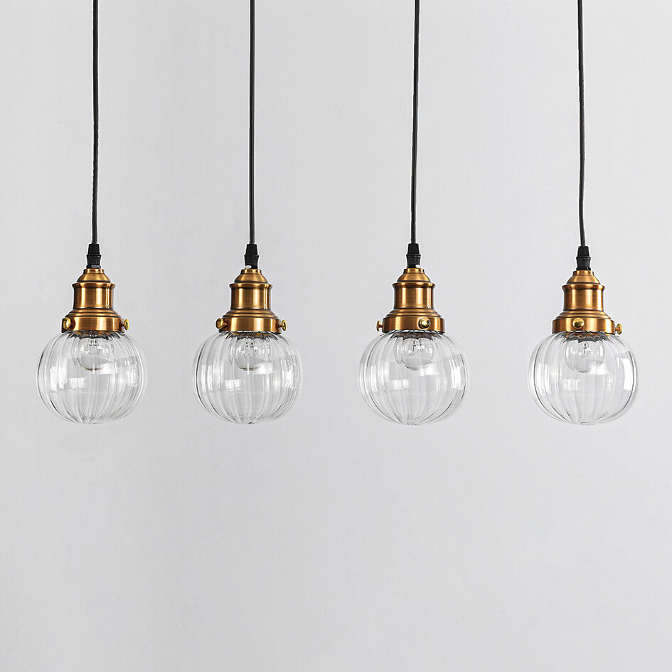 Art Deco hanglamp met transparant kunststof 4-lichts – Bologna