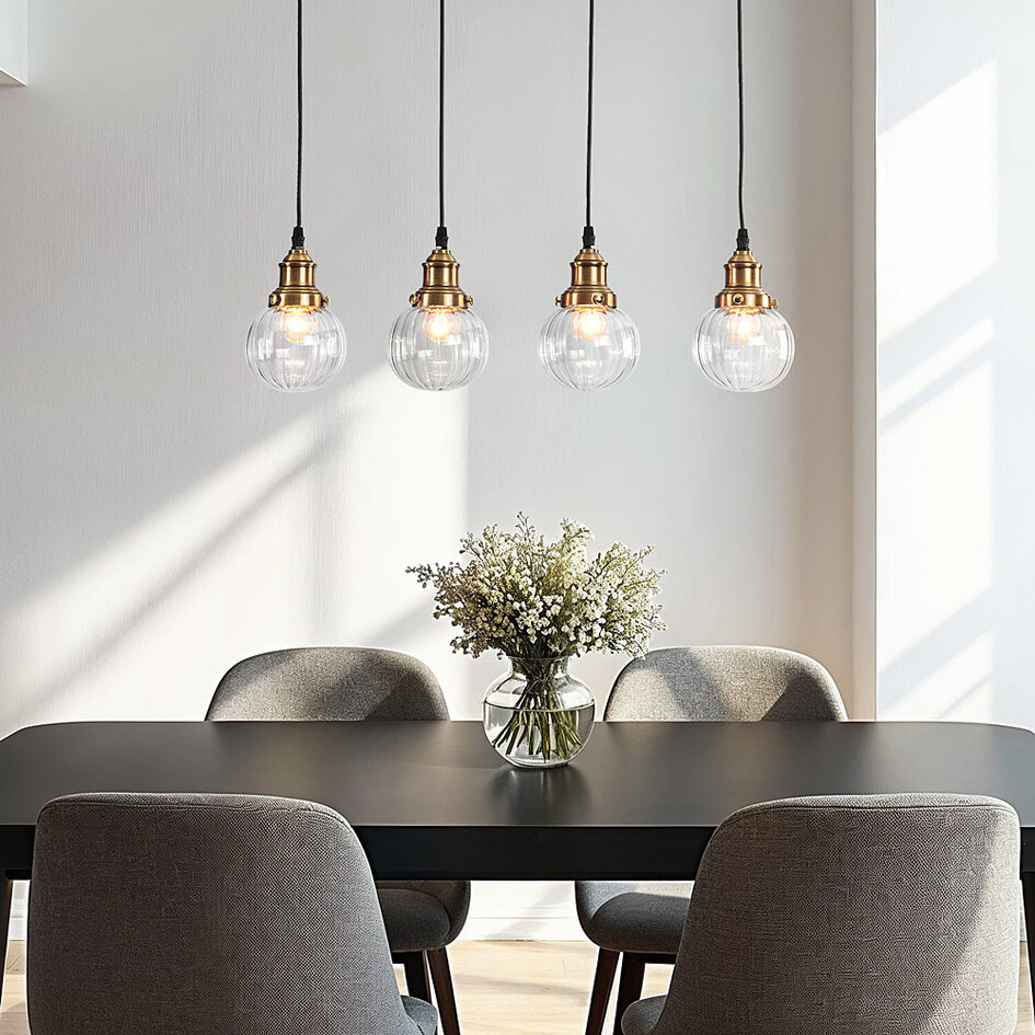 Art Deco hanglamp met transparant kunststof 4-lichts – Bologna