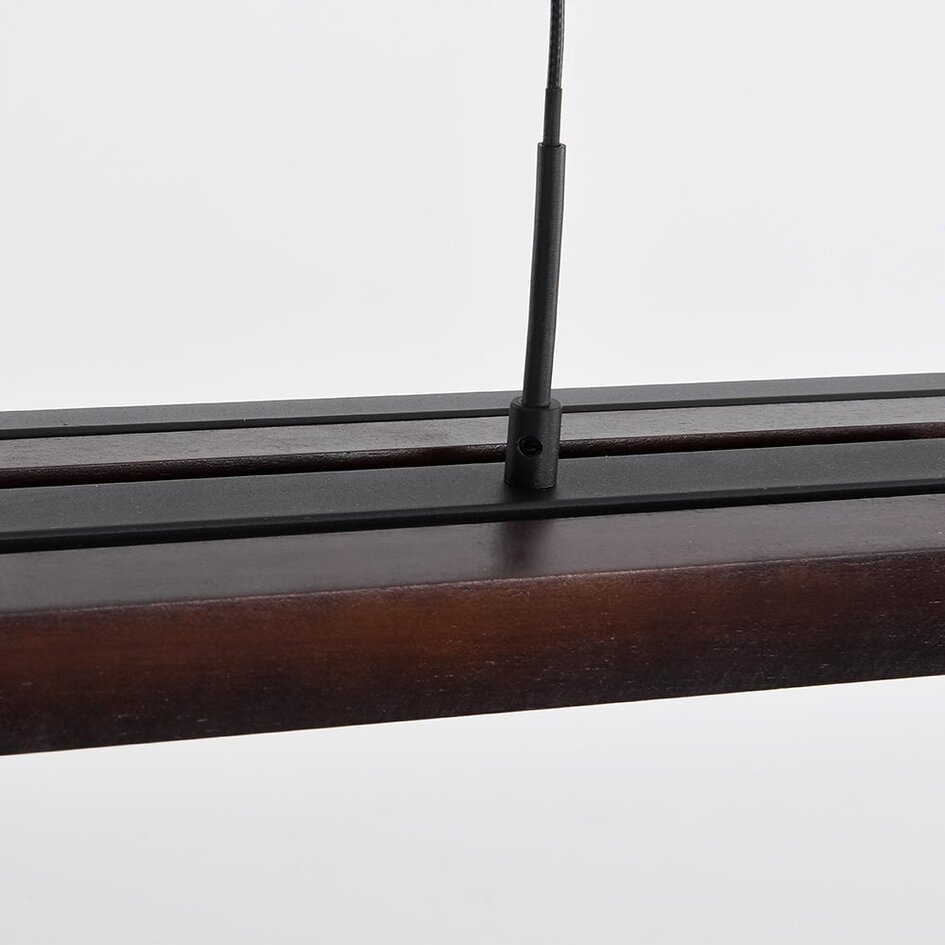 Design hanglamp zwart met donker hout met 3 staps dim - Liana