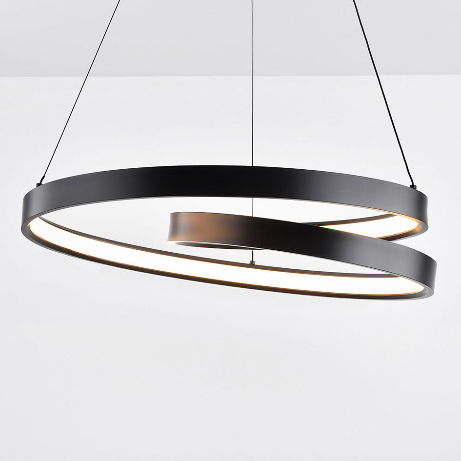 Spiraalvormige hanglamp Espiral met 3-staps dimbare LEDs - matzwart