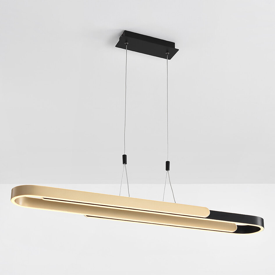 Hanglamp Lilia met 3-staps dim - zwart met goud