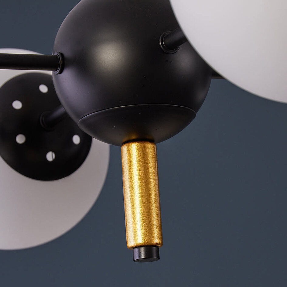 Moderne hanglamp Callie zwart met melkwit glas, 4-lichts