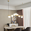 Design hanglamp Atto goud met melkwit glas, 7-lichts