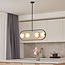 4-lichts design hanglamp Gaio - zwart en goud met melkwit glas