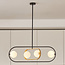4-lichts design hanglamp Gaio - zwart en goud met melkwit glas
