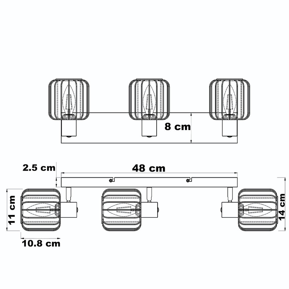 3-lichts plafondlamp met smoke glas en draaibare spots - Diya