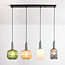 Hanglamp met vier kleuren geribbeld glas - Aeneas