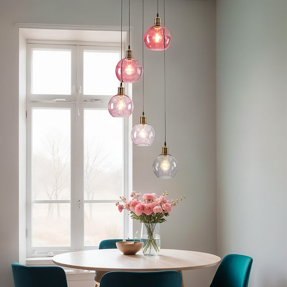 Hanglamp 5-lichts met gekleurd glas - Liya