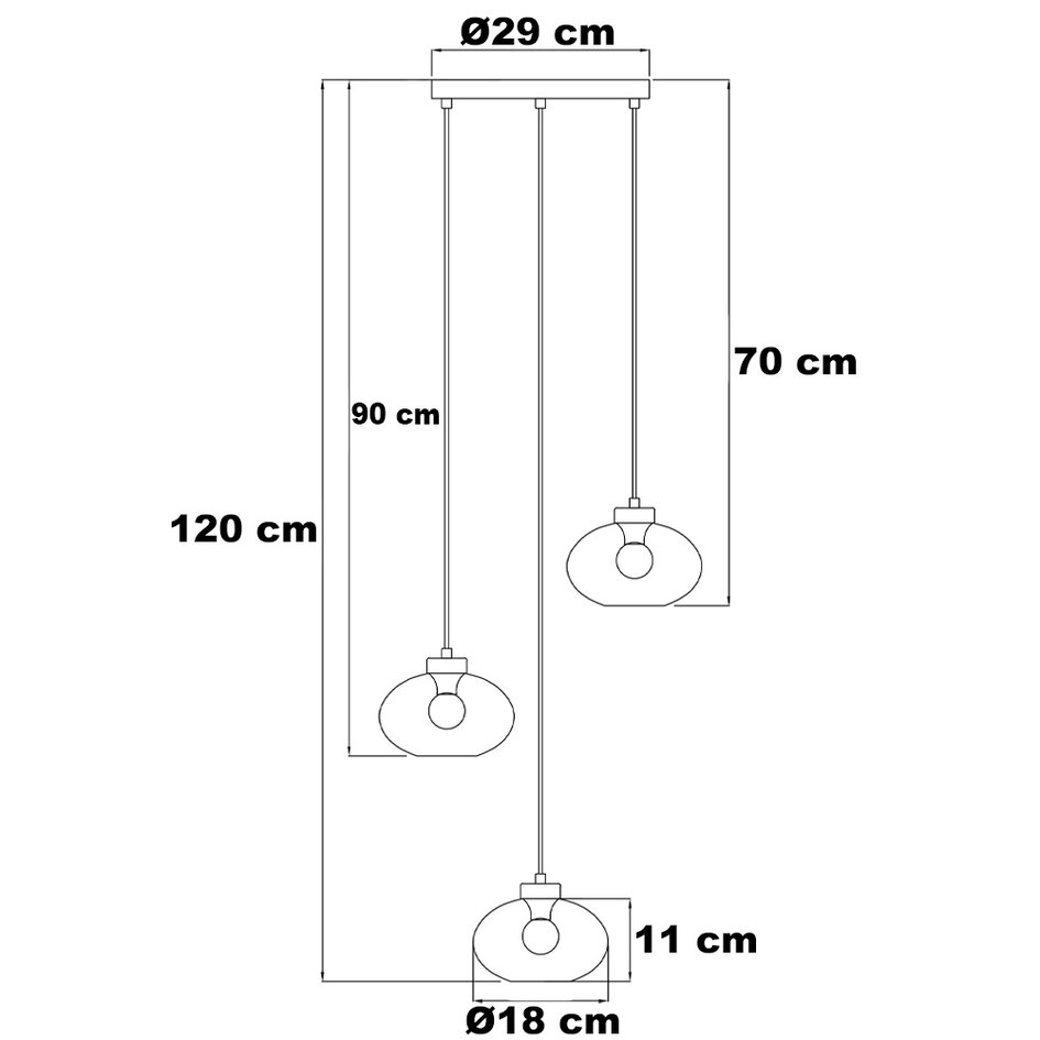 Moderne hanglamp met smoke glas, 3-lichts - Vida