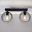Plafondlamp met rond smoke glas, 2-lichts - Orbitique