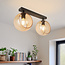 Plafondlamp met rond amber glas, 2-lichts - Orbitique