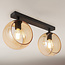Plafondlamp met rond amber glas, 2-lichts - Orbitique