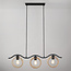 Moderne hanglamp met rond amber glas, 3-lichts - Curvatura
