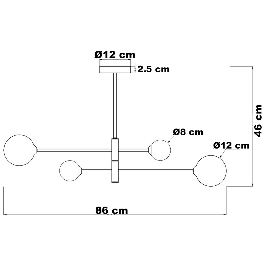 Plafondlamp  Stiri 4-lichts met melkwit glas