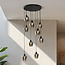 9-lichts hanglamp zwart met smoke grijs glas - Alturas