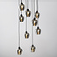 9-lichts hanglamp zwart met smoke grijs glas - Alturas