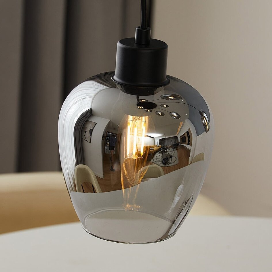 9-lichts hanglamp zwart met smoke grijs glas - Alturas