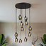 11-lichts hanglamp zwart met smoke grijs glas - Hanford