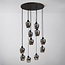 11-lichts hanglamp zwart met smoke grijs glas - Hanford