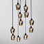 11-lichts hanglamp zwart met smoke grijs glas - Hanford