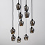 11-lichts hanglamp zwart met smoke grijs glas - Hanford