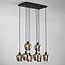 8-lichts hanglamp zwart met smoke grijs glas - Sidney