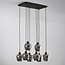 8-lichts hanglamp zwart met smoke grijs glas - Sidney
